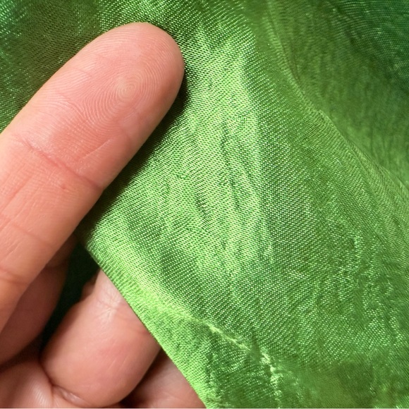 NWT Enza Costa Grass Green Hanmered Satin Mini Spaghetti Strap Slip Dress XS 0 - Picture 14 of 15